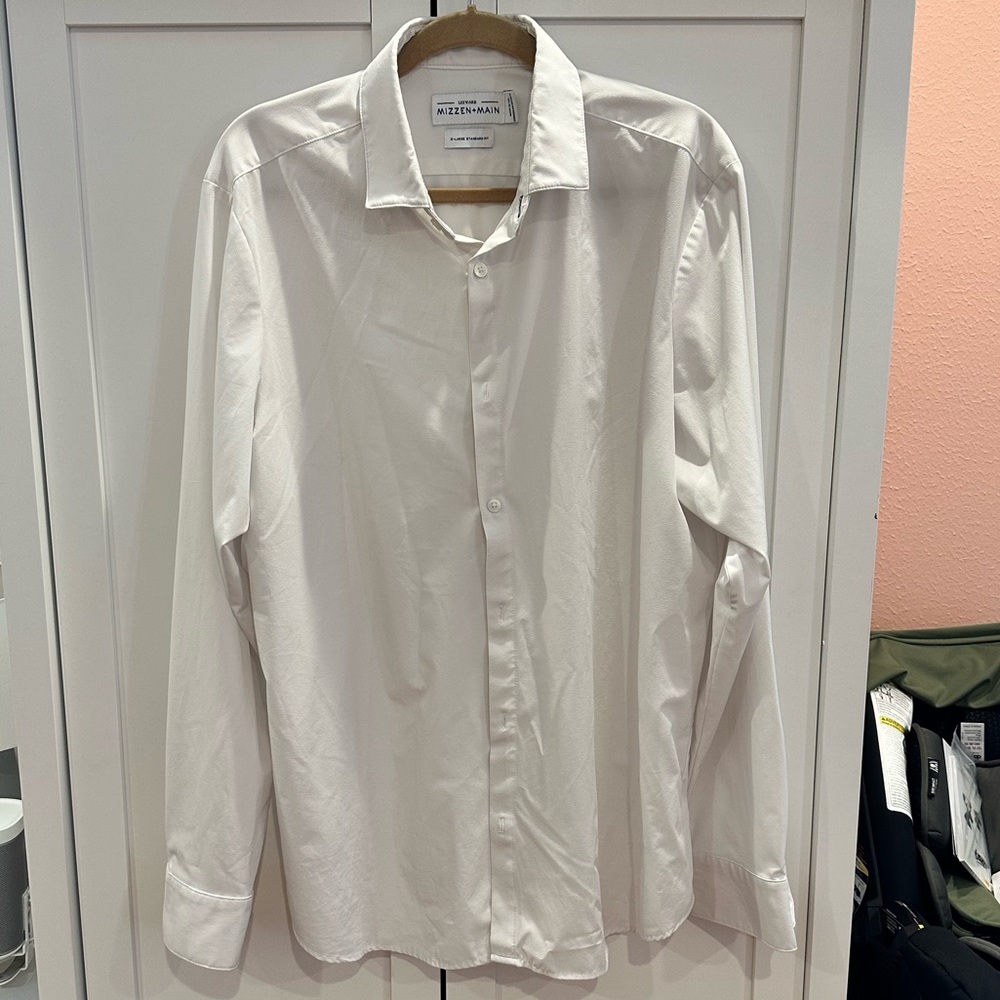 Mizzen + Main, Leeward Dress Shirt, Size XL, Standard Fit, White